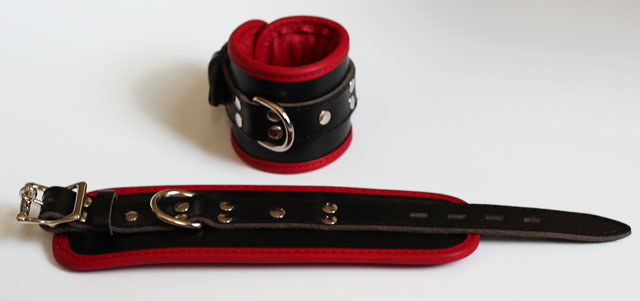 Padded Wrist Cuffs with Red Trim