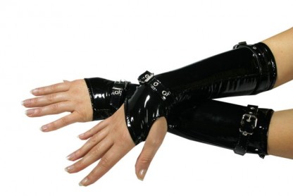 Fingerless Gloves in PVC with Buckles