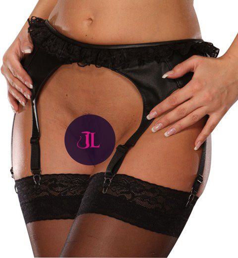 Leather Garter Belt with Sexy Lace