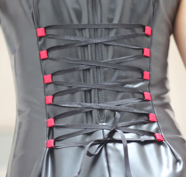 Mini Dress with Lace in Twisted Latex
