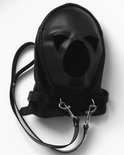 Leather and Lycra BDSM Mask with Leash