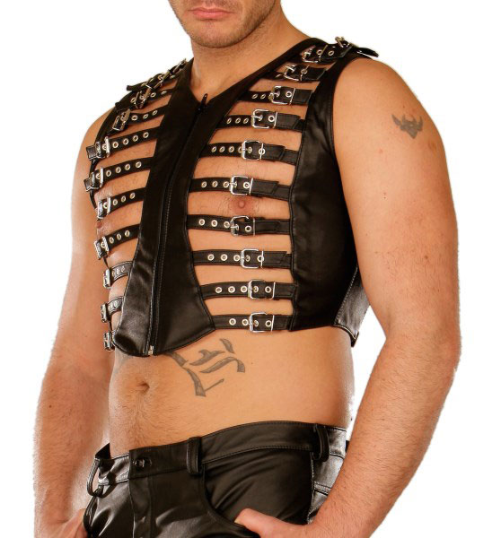 Buckled Top in Leather for Man