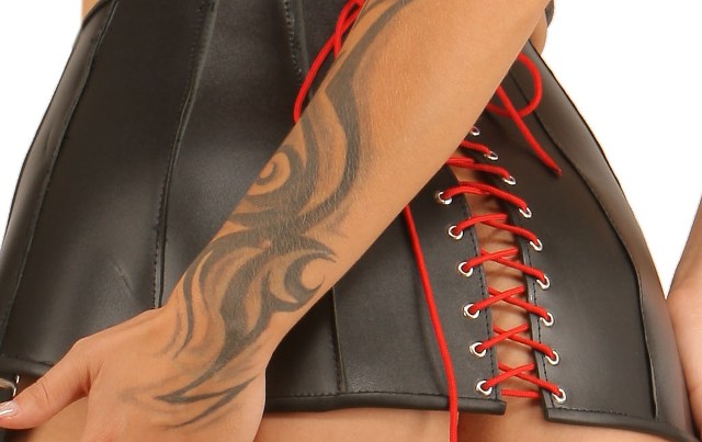 Amazing Leather Suspender Belt with Red Panel