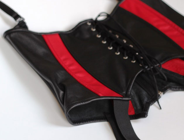 Leather Underbust Corset with Contrast Detailing