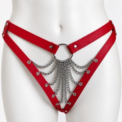 Leather G String with Chain