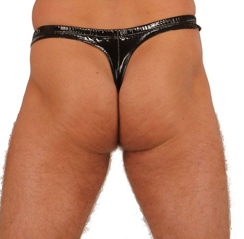 PVC Mens Thong with Cock Access