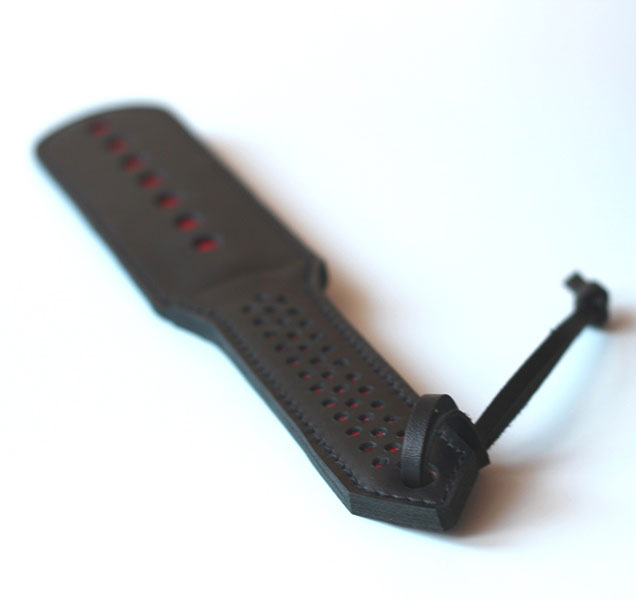 BDSM Leather Paddle with Red Dots