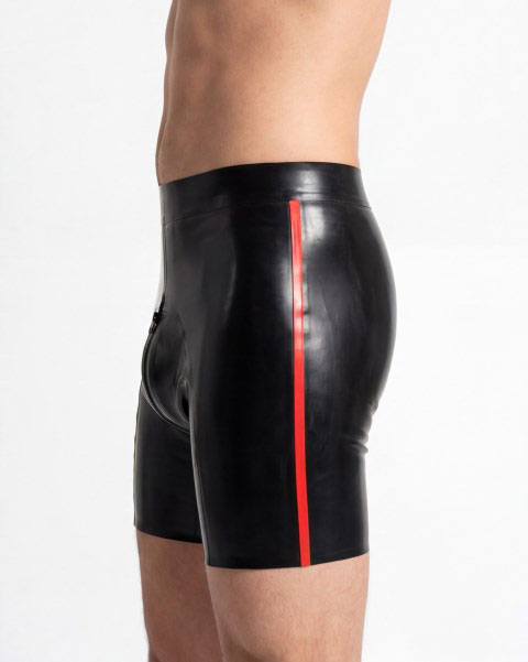 Latex Cycle Shorts with Red Strip