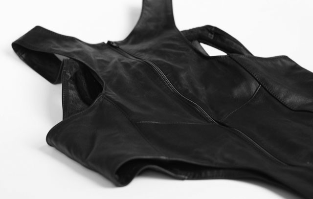 Soft Leather Bodysuit with Strappy Cups