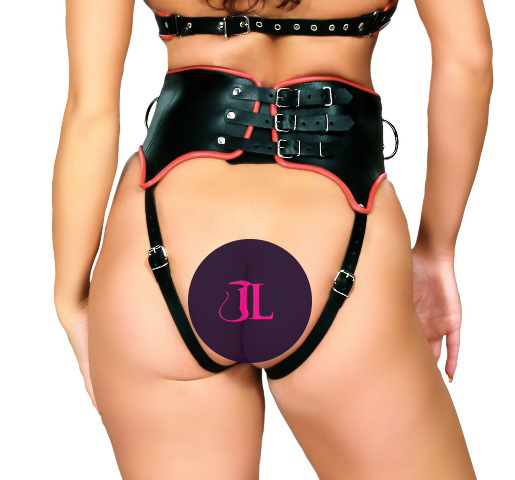 Leather Garter Belt with Bondage Thong