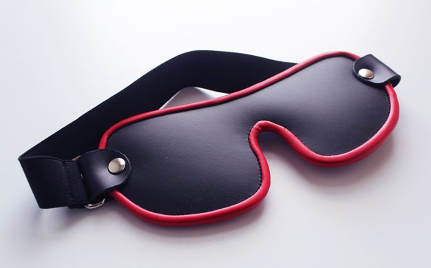 Leather Blindfold with Red Trim