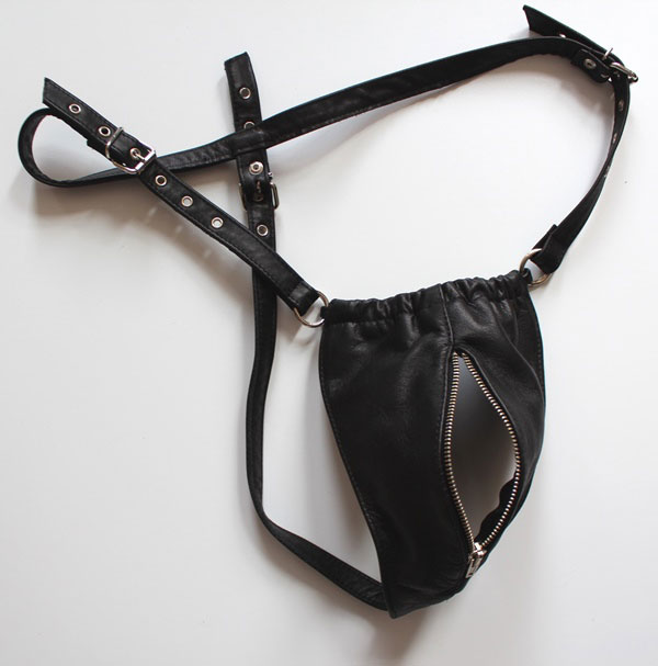 Hot Jock Strap with Zipper in Leather