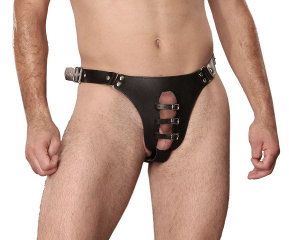 Special Leather Thong with Cock Harness