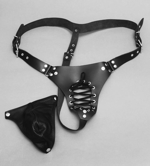 Leather Jock with Lace Restraints