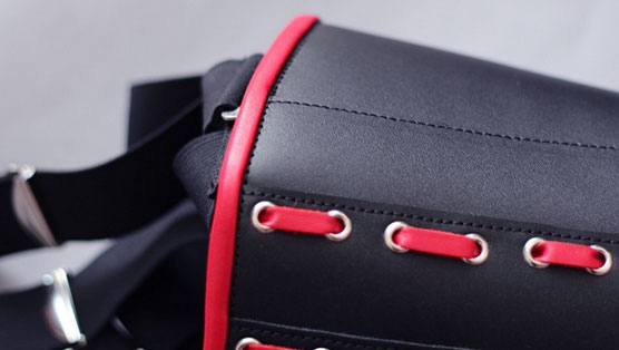 Superior Leather Corset with Red Trim