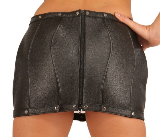 Leather Mini Skirt with Buckles