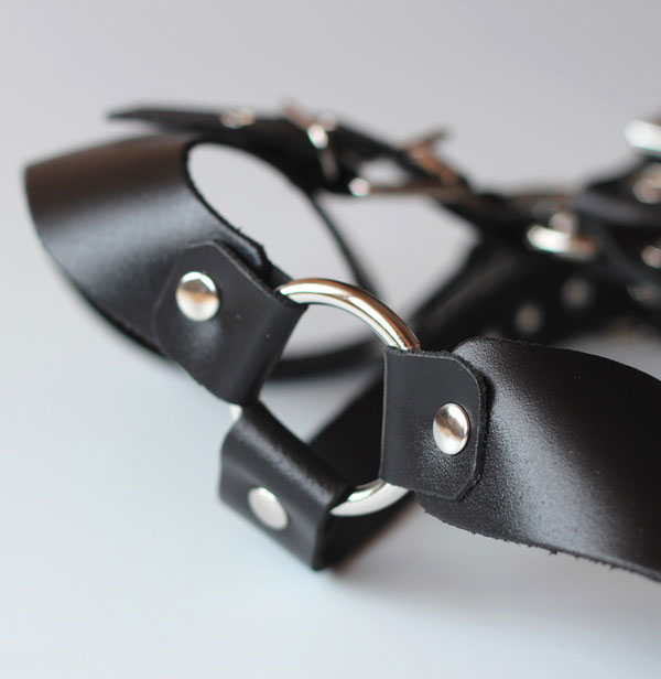 Appealing Bondage Harness in Leather with Split Crotch