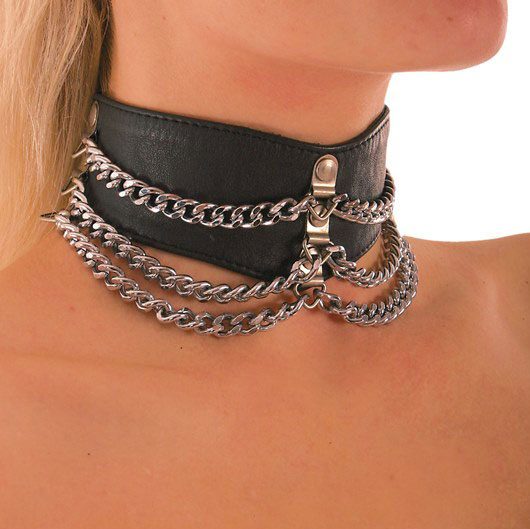 Leather Choker with Chain