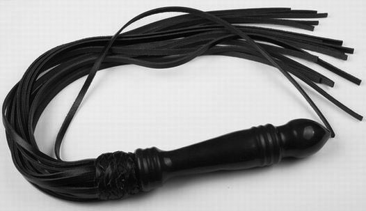 Leather Flogger with Latex Handle