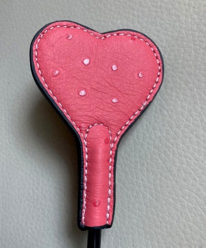 Erotic Riding Crop Pink Leather Heart