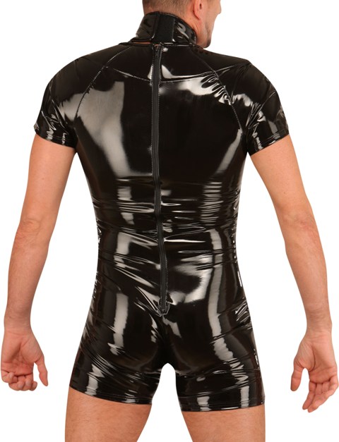 PVC Bodysuit with Collar for Men