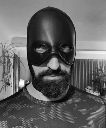 Discreet Lycra Hood with Leather Eye Mask