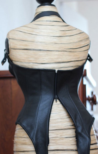 Leather Bodysuit in Underbust Corset Style
