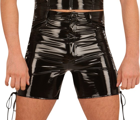 PVC Shorts with Lace-up Legs
