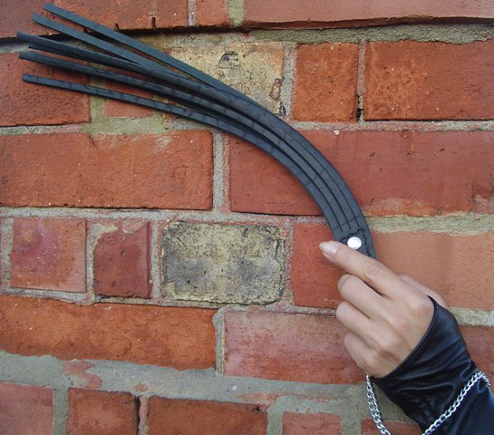 Leather Flogger with Chain Wrist Loop