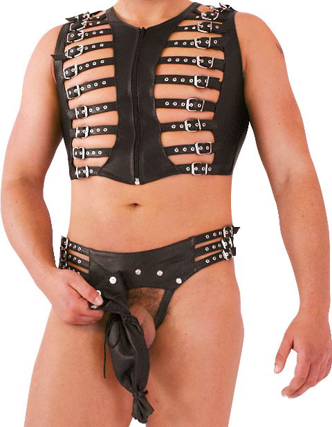 Buckled Top in Leather for Man